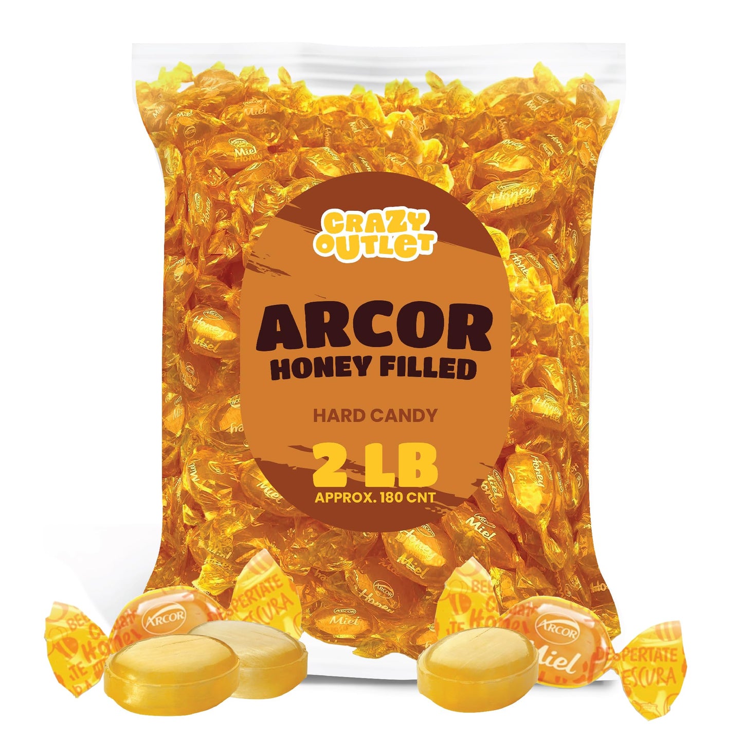 Arcor Honey Filled Hard Candy - Bulk Pack 2 Pounds - Individually Wrapped