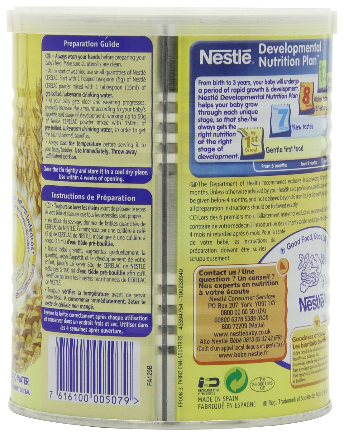 Nestle Cerelac, Wheat With Milk, 14.11-Ounce Cans (Pack Of 4)