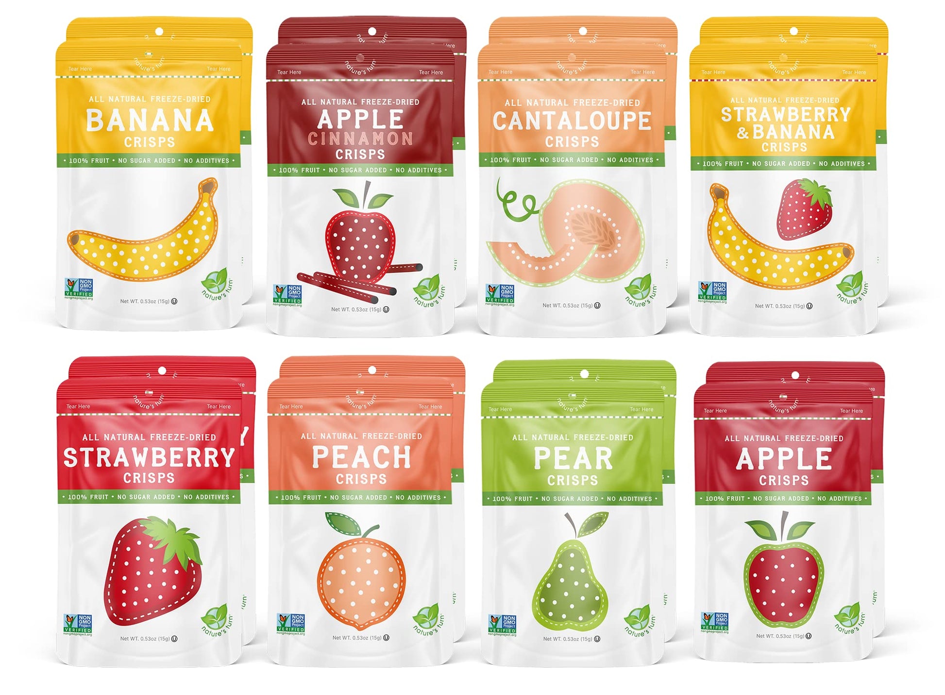Nature'S Turn Freeze-Dried Fruit Snacks, Mega Variety Pack Of 16 (0.53 Oz Each)