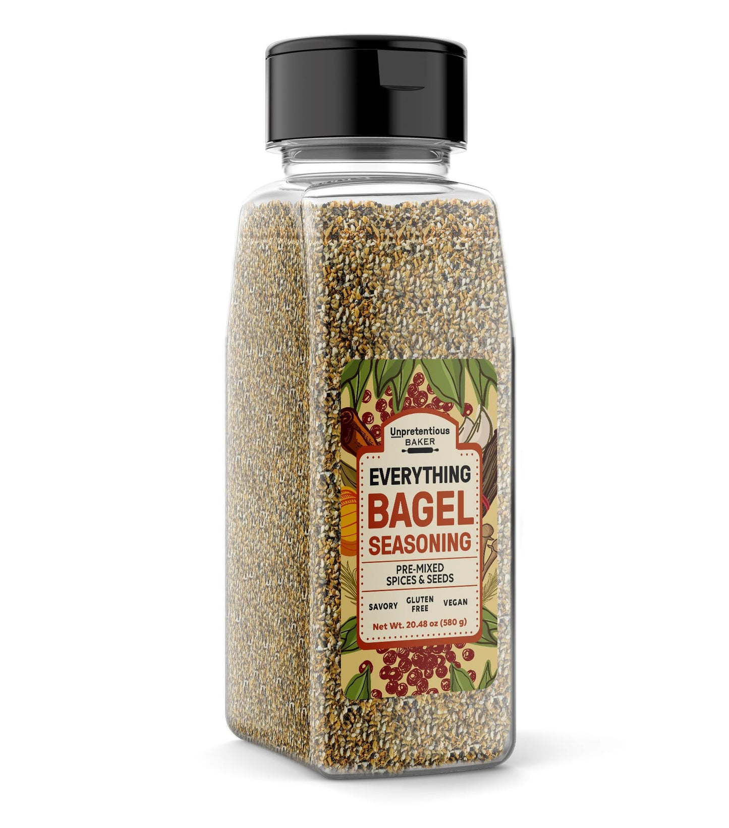 Everything Bagel Seasoning Add Texture & Flavor to Any Recipe, Mix of Sesame Seeds, Garlic, Onion & Salt, Convenient Shaker Bottle (20 Ounce)