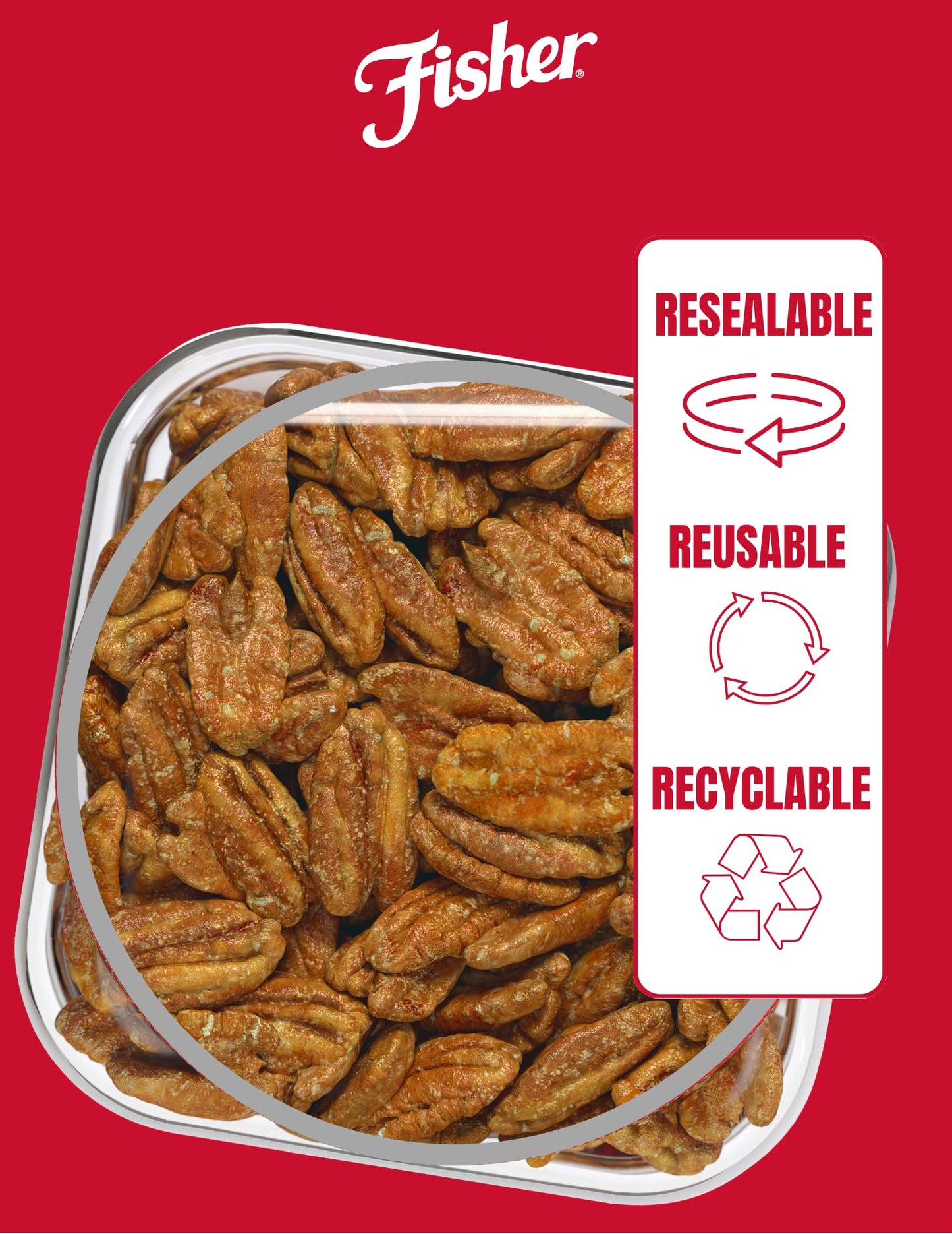Fisher Snack Glazed Pecans, 24 Ounces, Made with Whole Mammoth Pecans, 100% Recyclable