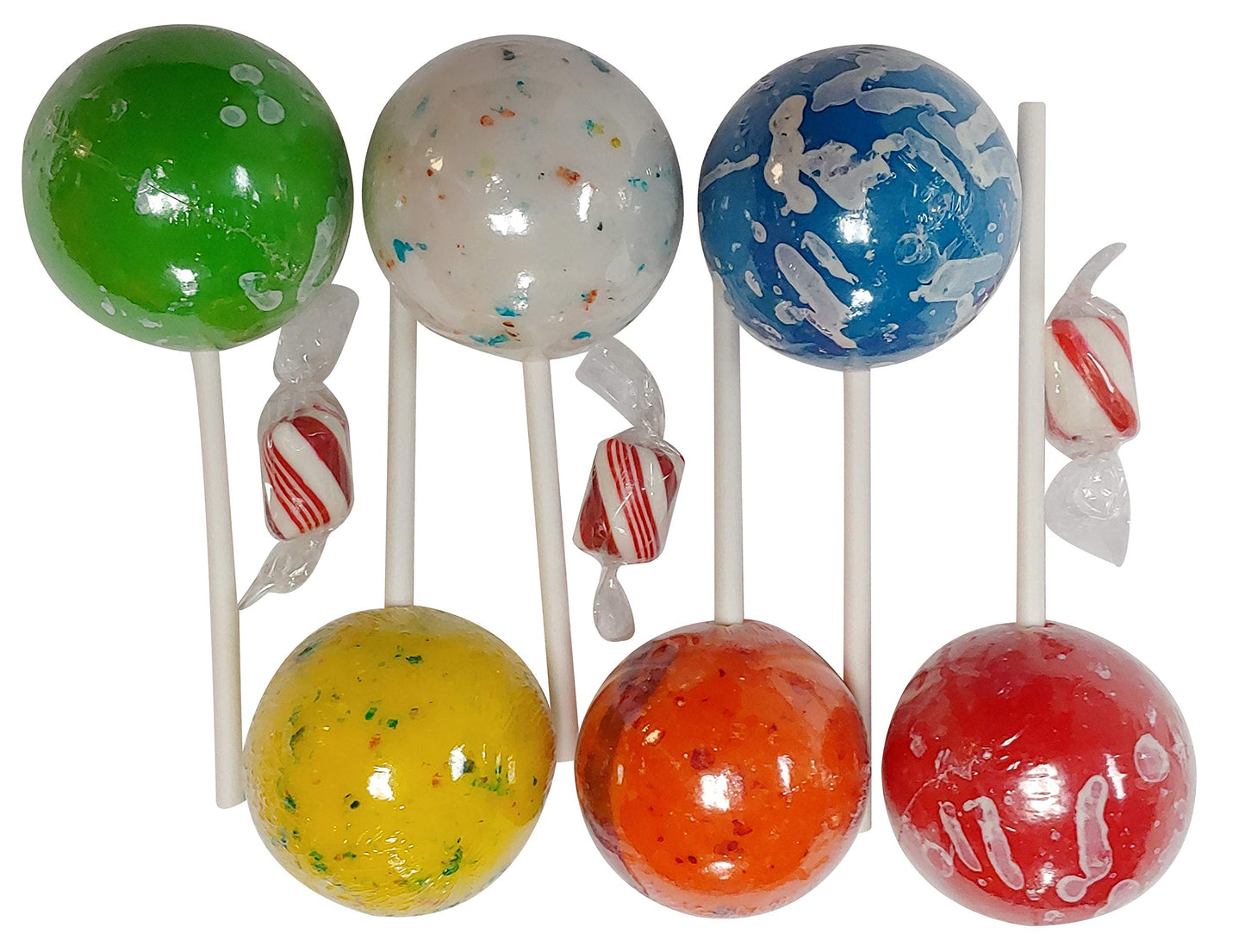HUGE Jawbreakers On A Stick- Assorted Colors 2.25 Inch - 4 COUNT Rock Hard Candy Rainbow Candy
