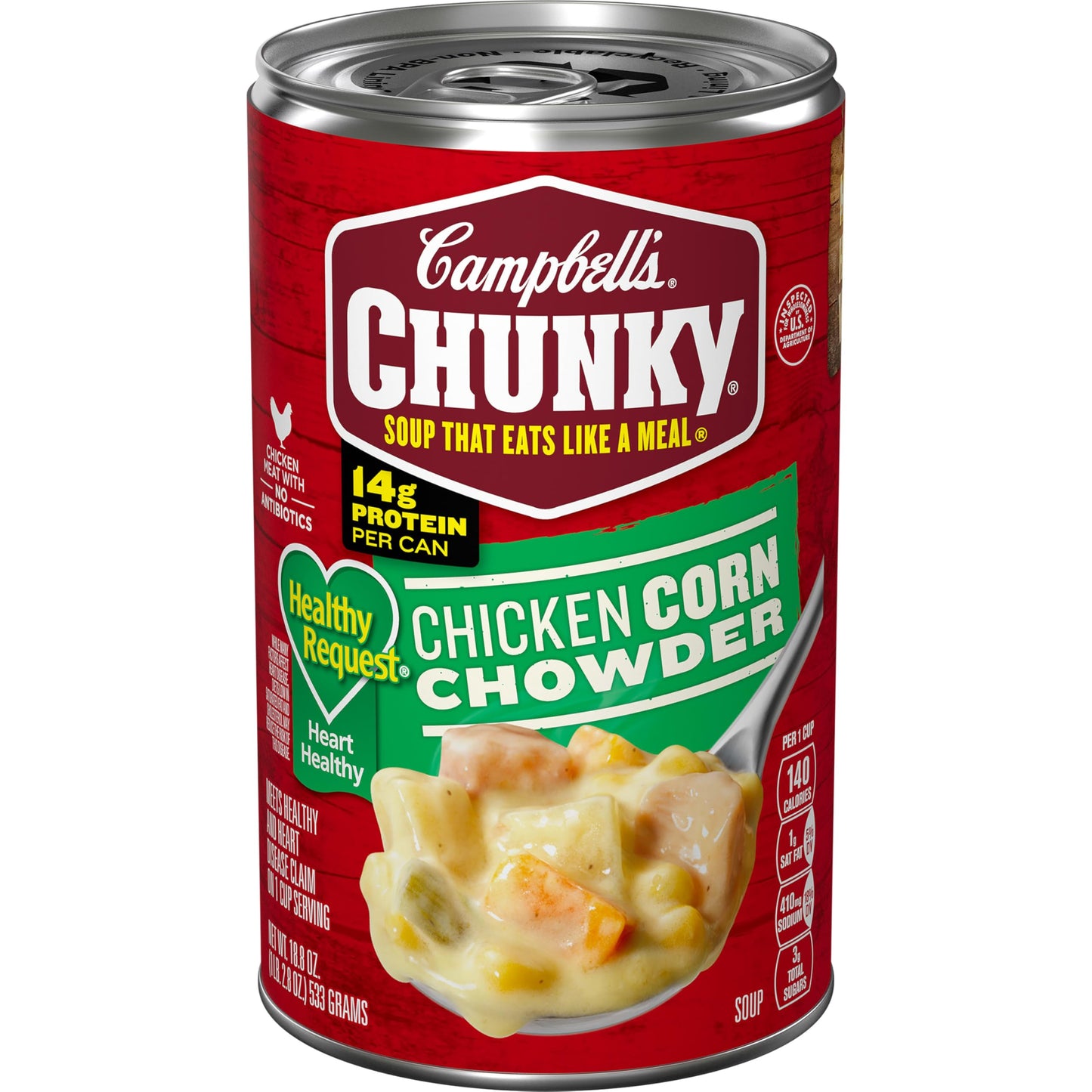 Campbell's Chunky Soup, Healthy Request Chicken Corn Chowder Soup, 18.8 Oz Can