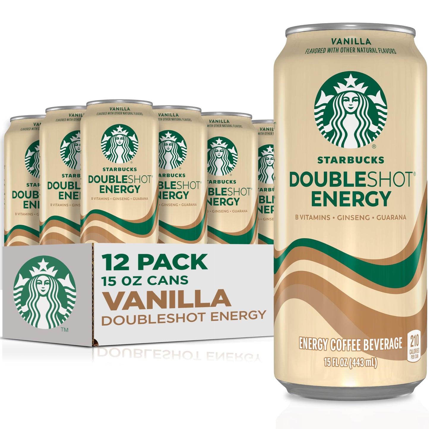 Starbucks Doubleshot Energy Drink Coffee Beverage, Vanilla, Iced Coffee, 15 fl oz Cans (12 Pack) (Packaging May Vary)