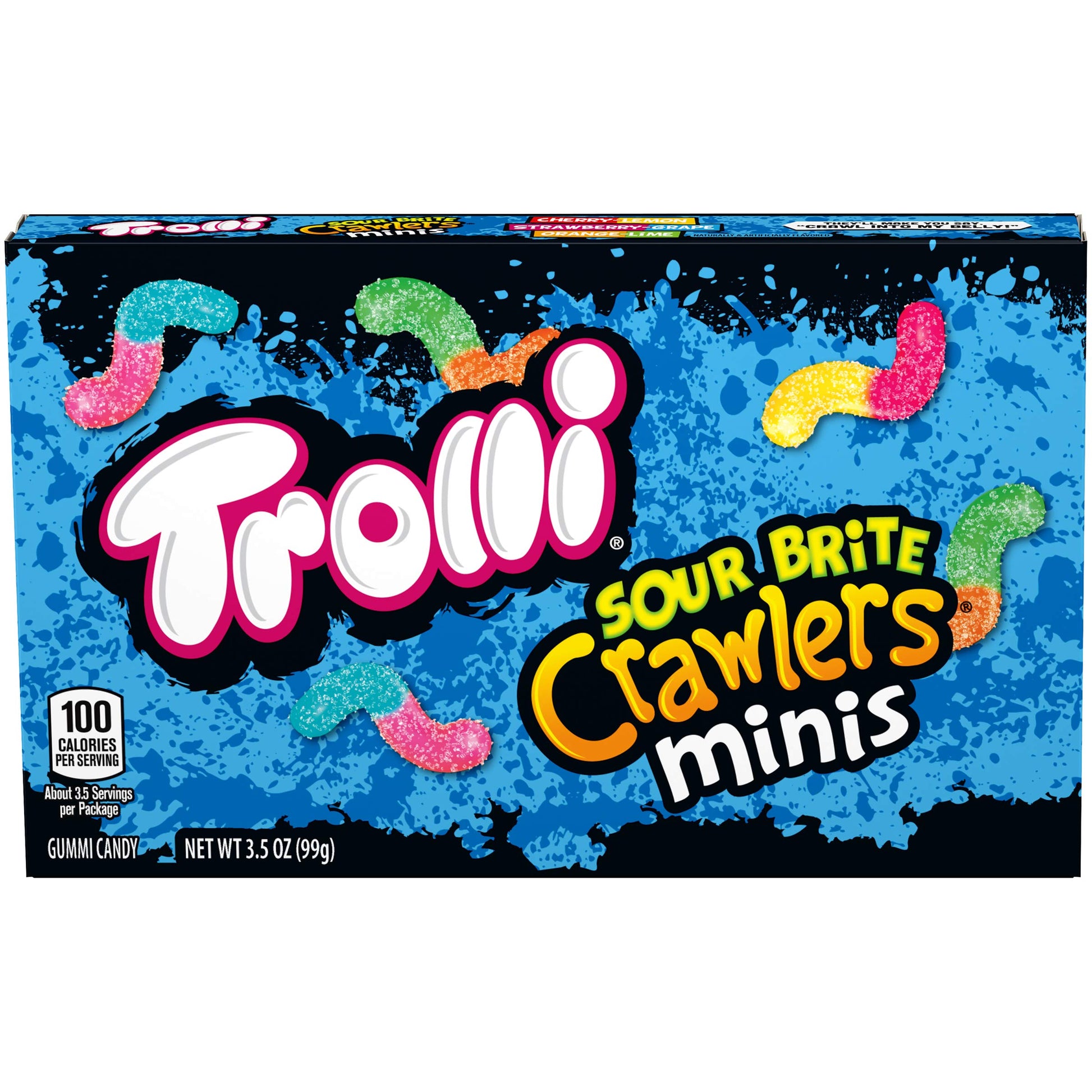 Trolli Sour Brite Crawlers Minis, Sour Gummy Worms, 3.5 Ounce Theater Candy Boxes (Pack Of 12)