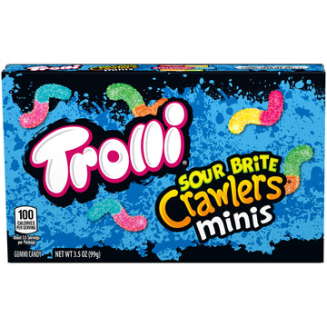 Trolli Sour Brite Crawlers Minis, Sour Gummy Worms, 3.5 Ounce Theater Candy Boxes (Pack Of 12)