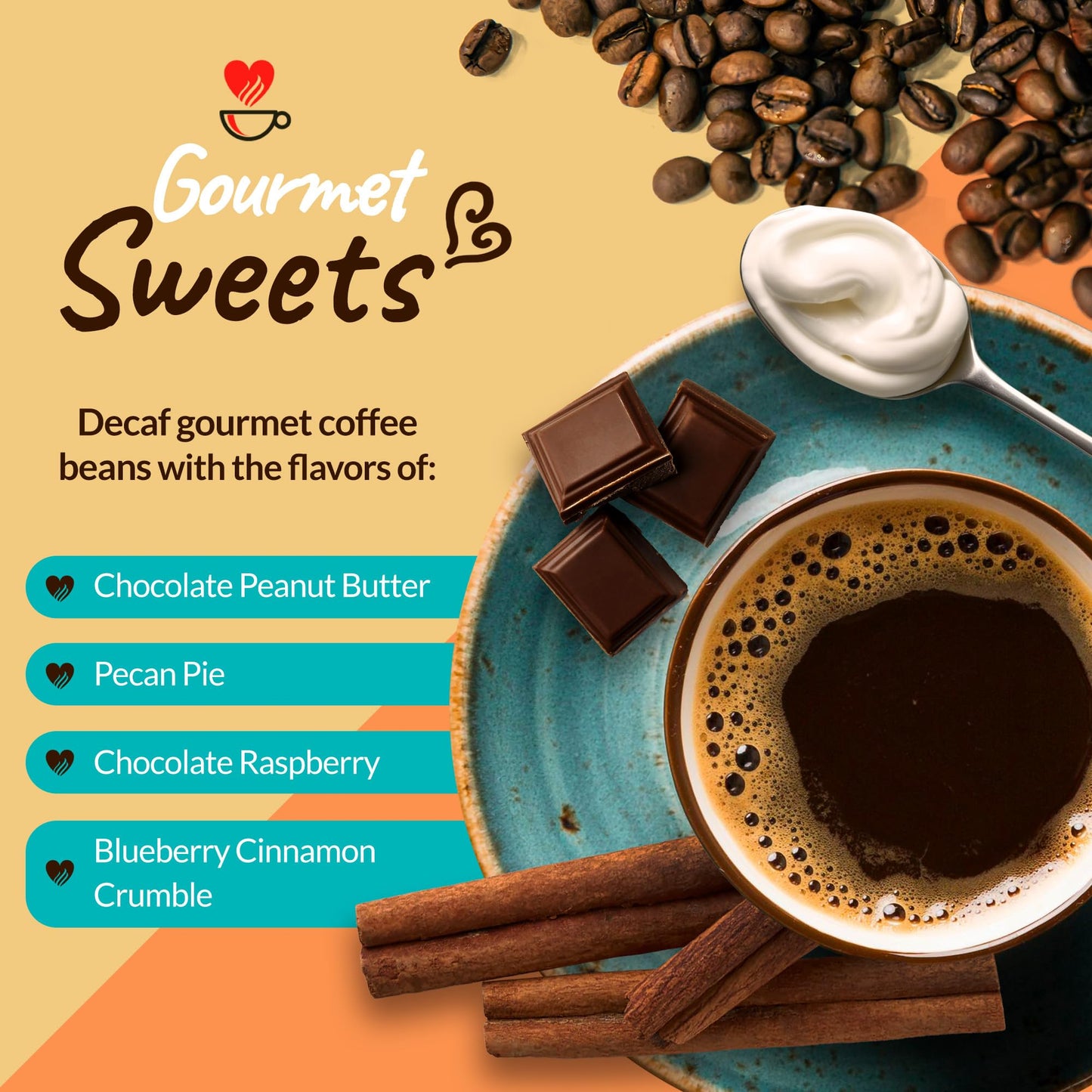 Smart Sips Coffee Decaf Flavored Coffee Variety Sampler - 48 Count, Medium Roast, Compatible with Keurig K-Cup malt-inspired