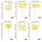 YCTHUNFISH Bridal Shower Cupcake Toppers, 36 Pack Glitter Diamond Ring Picks, Gold, Bamboo
