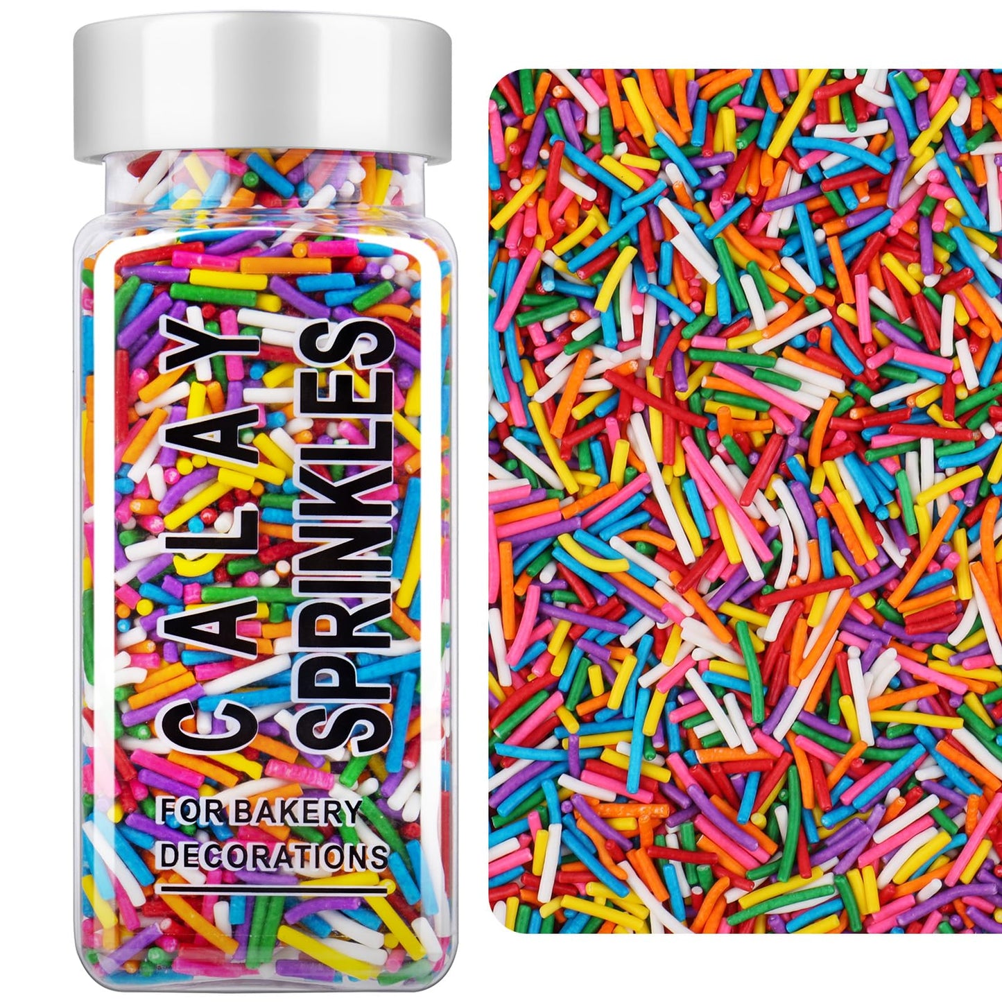 Rainbow Jimmies Sprinkles, Rainbow Sprinkles for Cake Decorating, Edible Sprinkle Mix for Baking, Ice Cream Toppings, Cupcakes, 