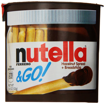 Nutella and Go Snack Packs, Chocolate Hazelnut Spread with Breadsticks, 1.8 Ounce, Pack of 48