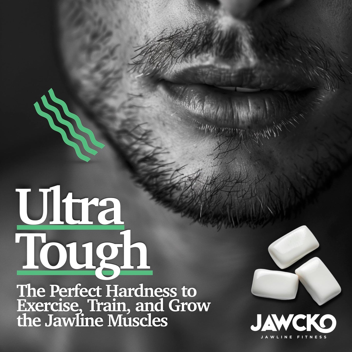 JAWCKO Ultra-tough Jawline Chewing Gum | Get a Stronger, Squarer Jawline | Mighty Mint Jaw Training Hard Gum | Chisel, Sculpt, T