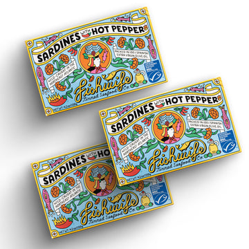 Fishwife Sardines with Hot Pepper 3-Pack (4.20 Ounce) | Wild-Caught & Hand-Packed with Spanish Extra Virgin Olive Oil | MSC-Cert