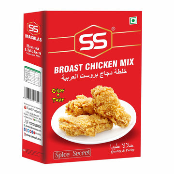 SS Masalas Broast chicken mix 500g. Crispy crunchy and tasty ready mix seasoned coating masala with easy to cook 3 step recipe.