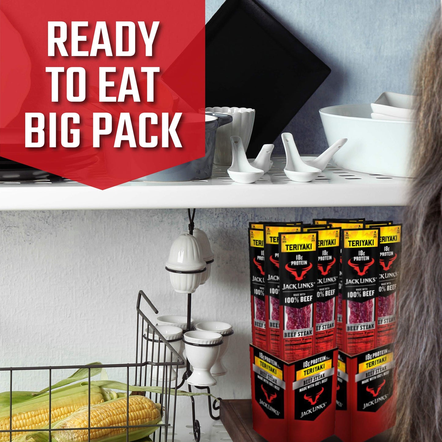 Jack Links Beef Steak Teriyaki Protein Snacks, 18g Protein, 2 Oz (12 Count), Bulk Snack Pack, Keto Friendly, Model 6073