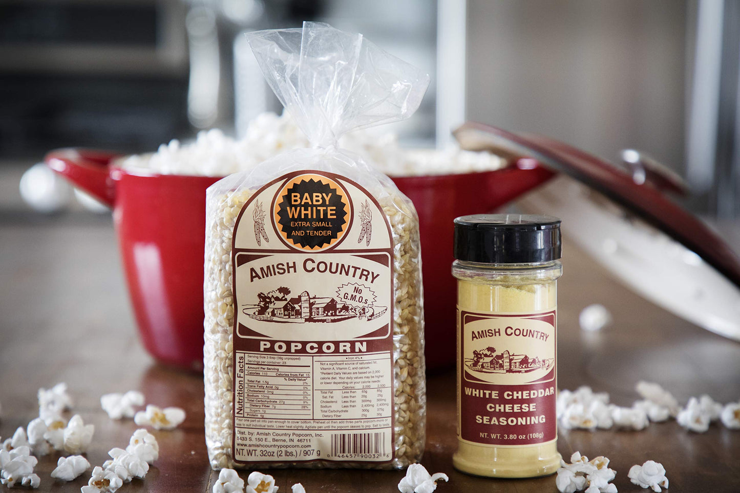 Amish Country Popcorn | Variety Bundles | 2 lbs Baby White Popcorn Kernels and White Cheddar Cheese Seasoning Bundle | Old Fashi