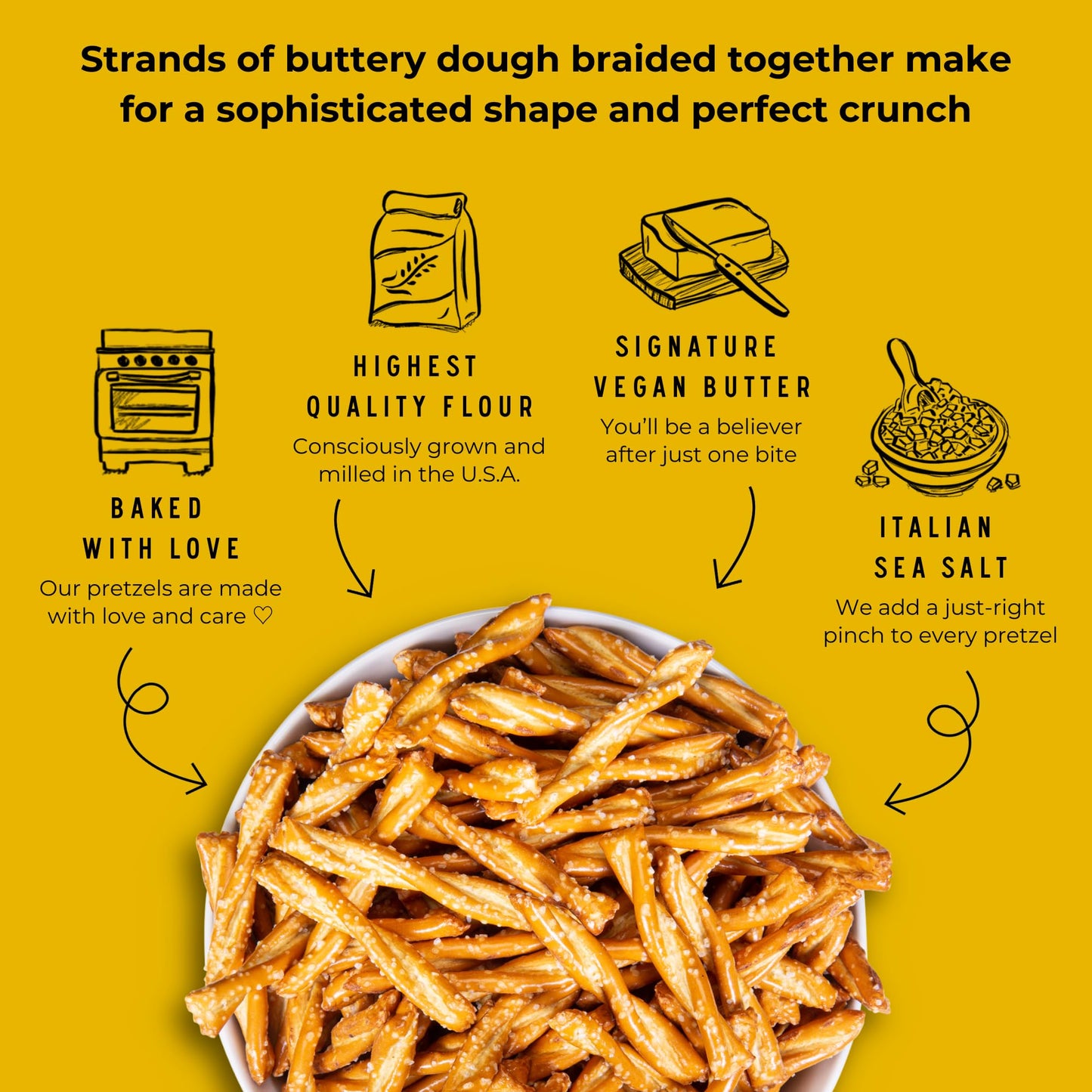STELLAR SNACKS Pretzel Braids, Vegan & Kosher, Non-GMO, 12 OZ Large Bag