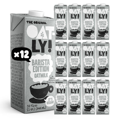 Oatly Barista Edition Oat Milk - Crafted for Coffee | Dairy-Free, Plant-Based, Shelf-Stable Milk that makes Perfect Foam (32 oz,
