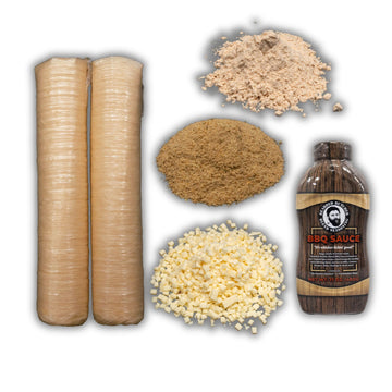 BEARDED BUTCHER HICKORY BBQ Bratwurst DIY Kit - Classic Seasoning, Cheese, BBQ Sauce, Hickory Smoke - 71 oz