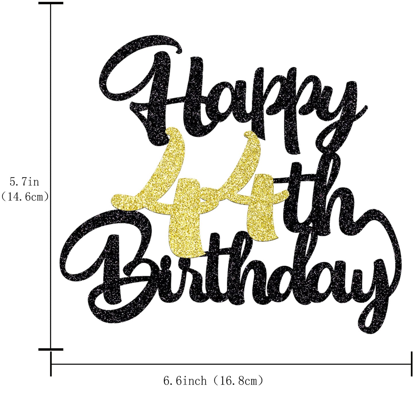 Klionjor 44Th Happy Cake Topper Happy Birthday Cake Decoration 44Th Birthday Party Decoration Gift Plugin (44) Black Gold