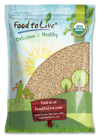 Organic Pearl Barley, 15 Pounds - Non-GMO, Polished Unhulled Barley, Kosher, Vegan, Bulk. Cooks Faster than Hulled Barley. Rich 