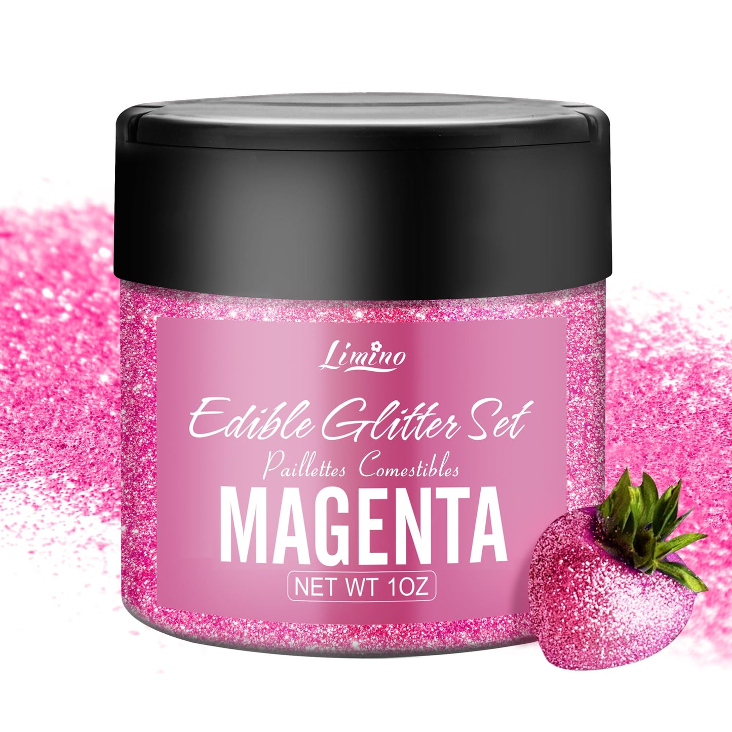 Limino Edible Glitter - 30g Luster Dust for Baking, Cake Decorating, Drinks - Magenta