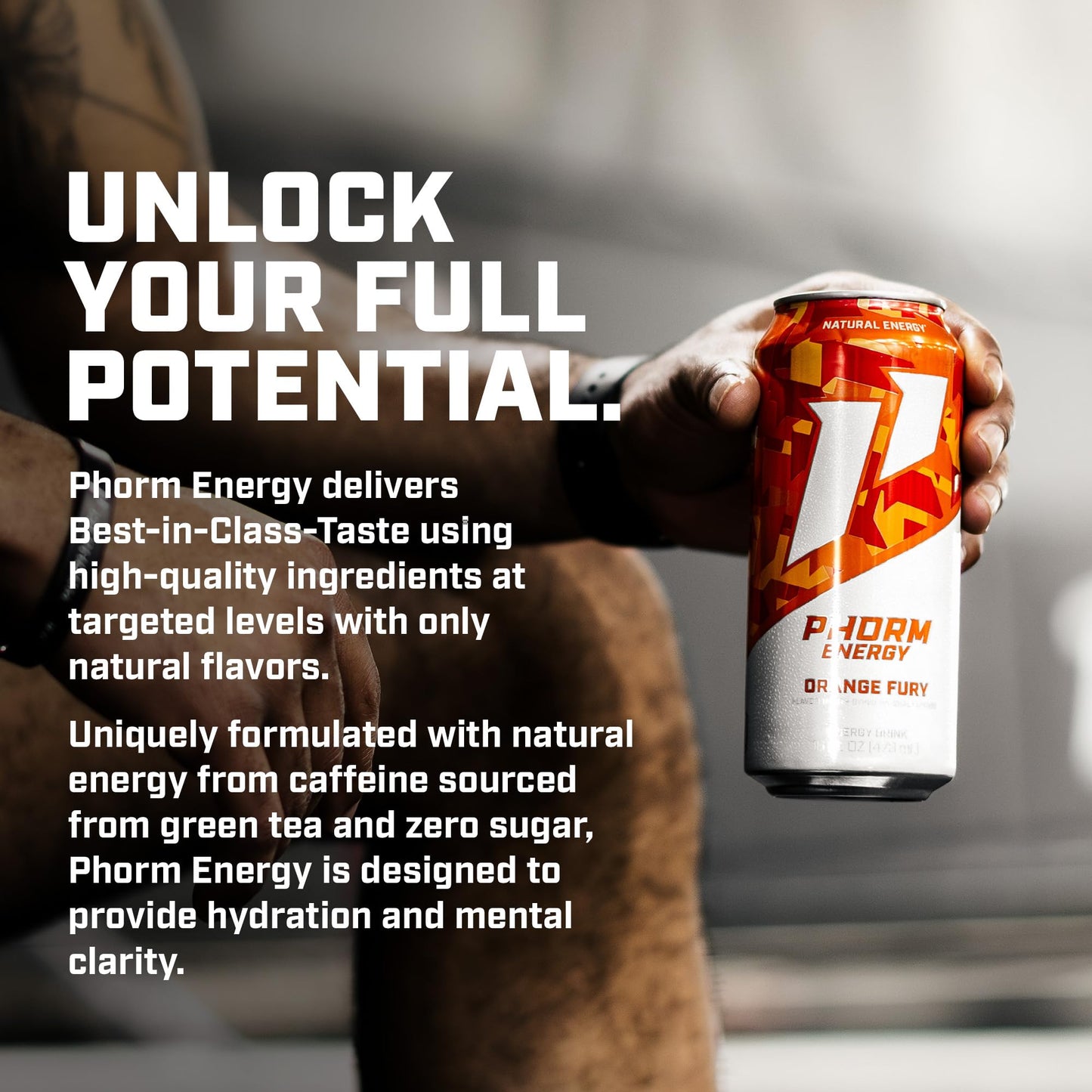 Phorm Energy Drink  Orange Fury Flavor  200 MG Natural Caffeine From Green Tea  Sugar Free Carbonated Drink With Electrolytes & Vitamin B12  Dairy & Gluten Free  Vegan  16 FL Oz Cans  12 Pack