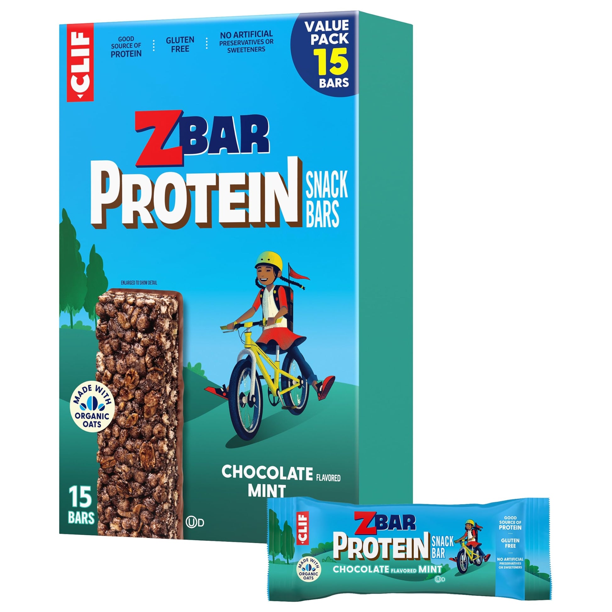 Zbar Protein - Chocolate Flavored Mint - Crispy Snack Bars - Made with Organic Oats - Non-GMO - 5g Protein - Gluten Free Protein
