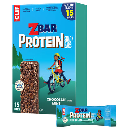 Zbar Protein - Chocolate Flavored Mint - Crispy Snack Bars - Made with Organic Oats - Non-GMO - 5g Protein - Gluten Free Protein