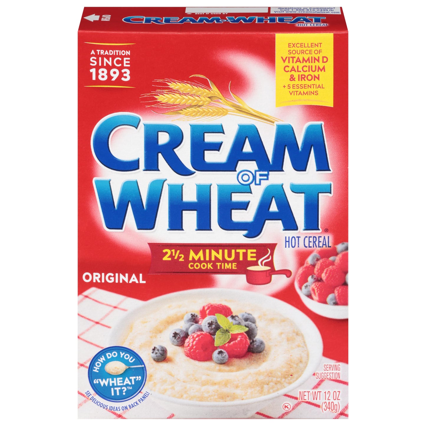 Cream of Wheat Original Stove Top Hot Cereal, 2 1/2 Minute Cook Time, 12 Ounce (Pack of 24)