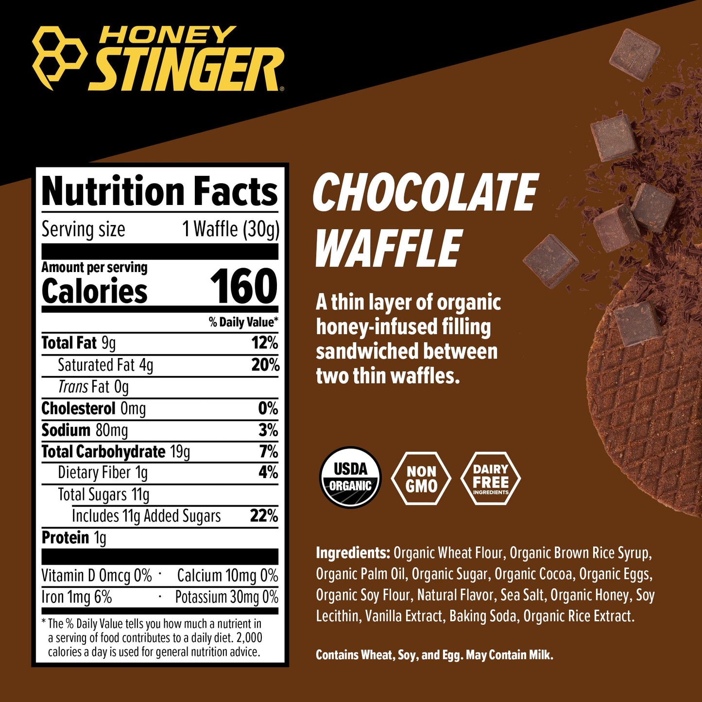 Honey Stinger Organic Chocolate Waffle | Energy Stroopwafel for Exercise, Endurance and Performance | Sports Nutrition for Home