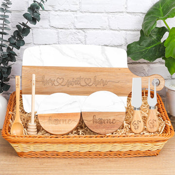 Elysirise House Warming Gift Basket, Marble Material, Medium Size, White, Model 195-House Warming Gifts