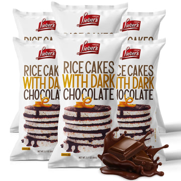 Liebers Dark Chocolate Rice Cakes, Kosher Certified Dairy Free, Gluten Free Snack (Dark Chocolate) Pack Of 6