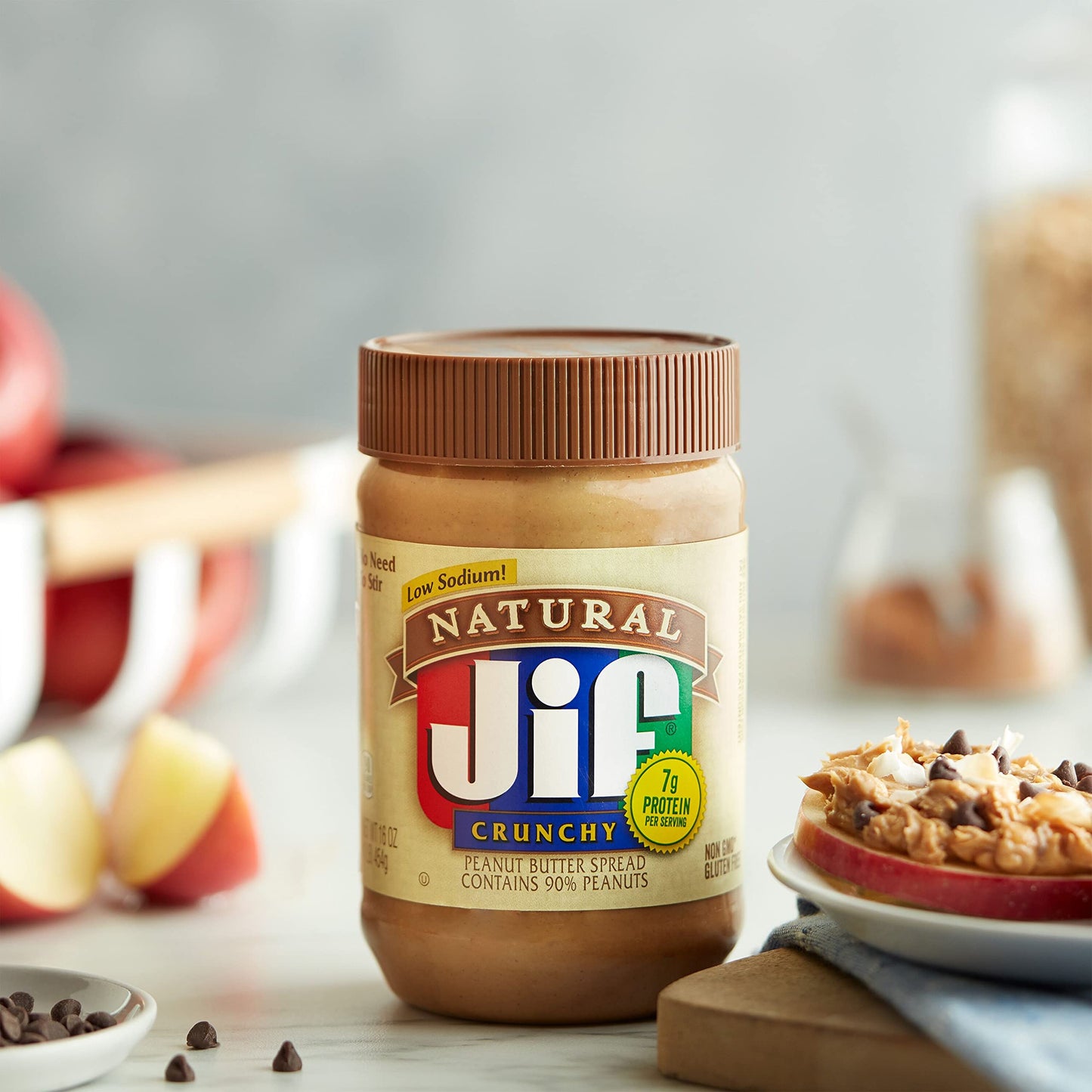 Jif Natural Crunchy Peanut Butter Spread, 16 Ounces (Pack Of 12), Contains 90% Peanuts