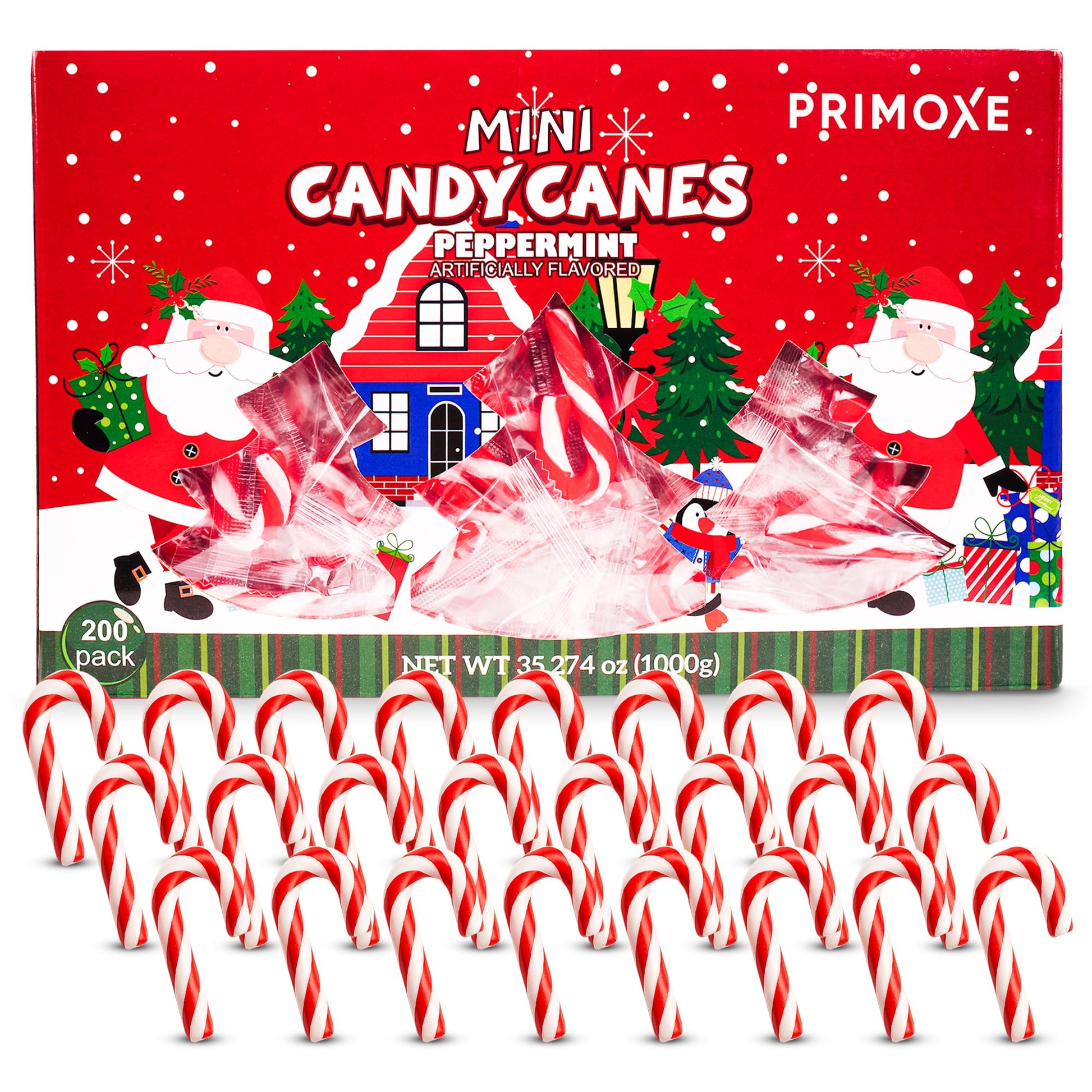 Christmas Mini Candy Canes - Red & White Peppermint Individually Wrapped for Holiday Indulgence - Bulk Christmas Candy for Kids & mature-themeds - Holiday Decorations &   200 Pack