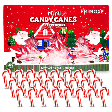 Christmas Mini Candy Canes - Red & White Peppermint Individually Wrapped for Holiday Indulgence - Bulk Christmas Candy for Kids & mature-themeds - Holiday Decorations &   200 Pack