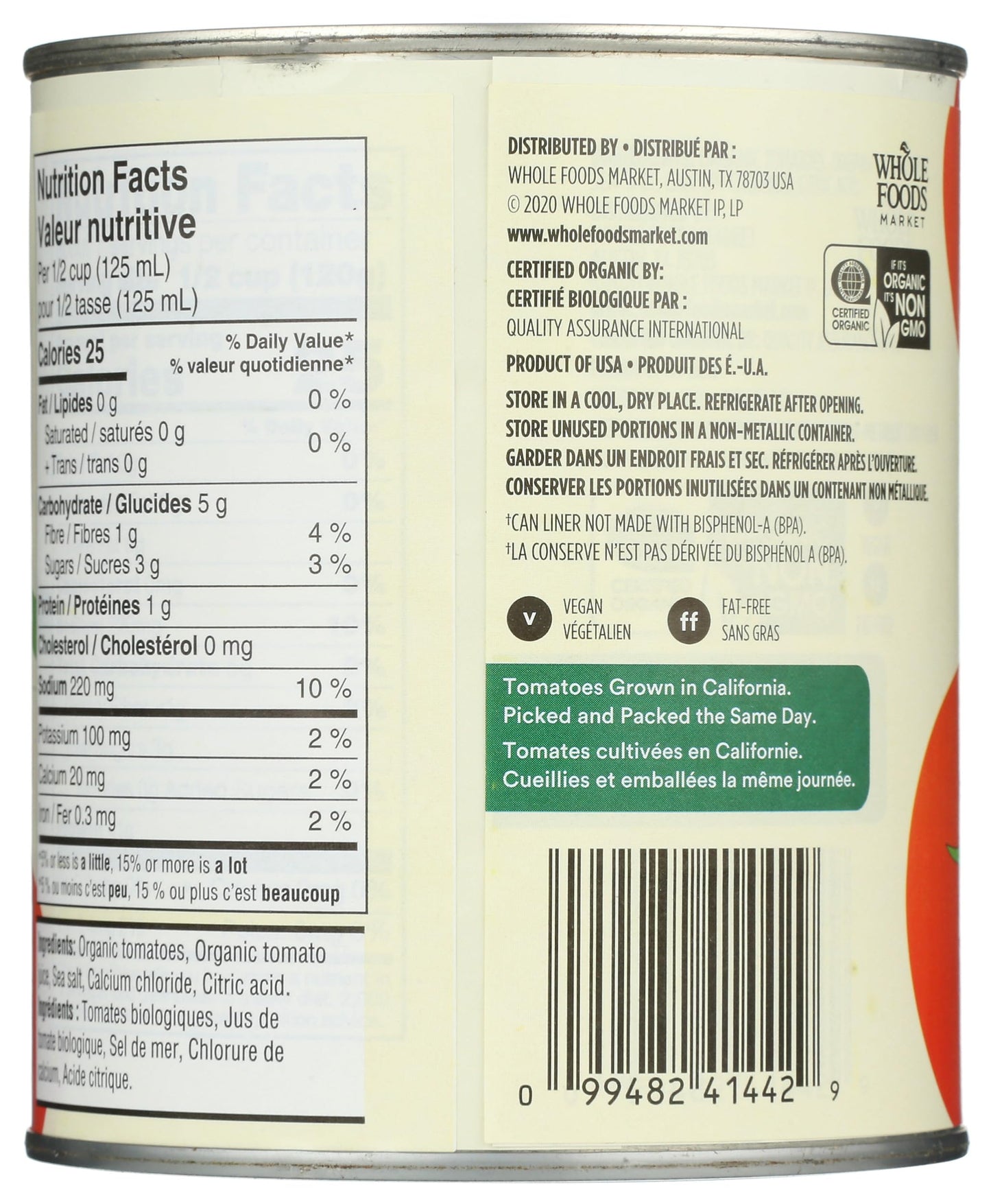 365 By Whole Foods Market, Tomatoes Whole Peeled Organic, 28 Ounce