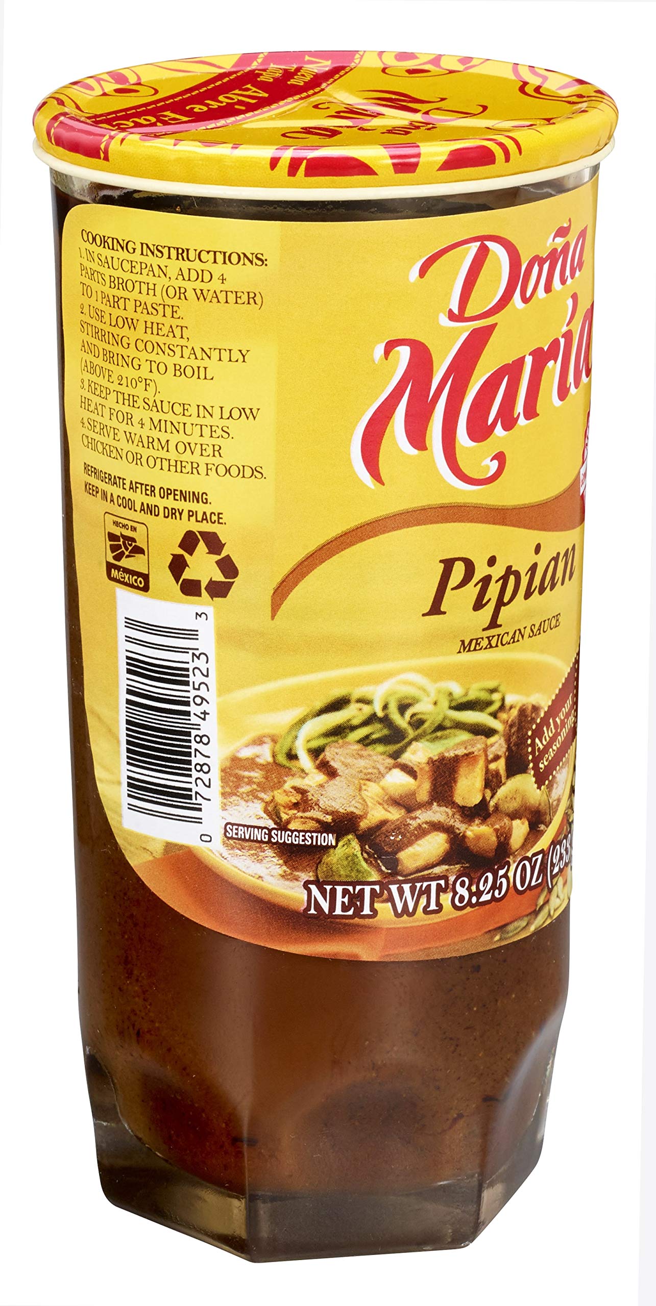 Doña María Mole Pipian Sauce, 8.25 oz (Pack of 12) - Authentic Mexican Flavor, Perfect for Cooking