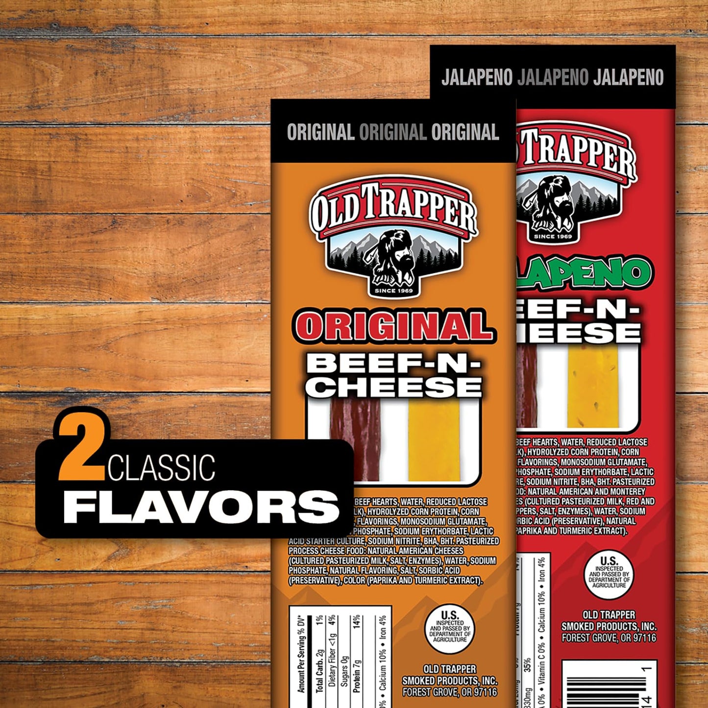 Old Trapper Beef Stick and Cheese Snack Pack, Original, 1.3 Ounce (Pack of 14)