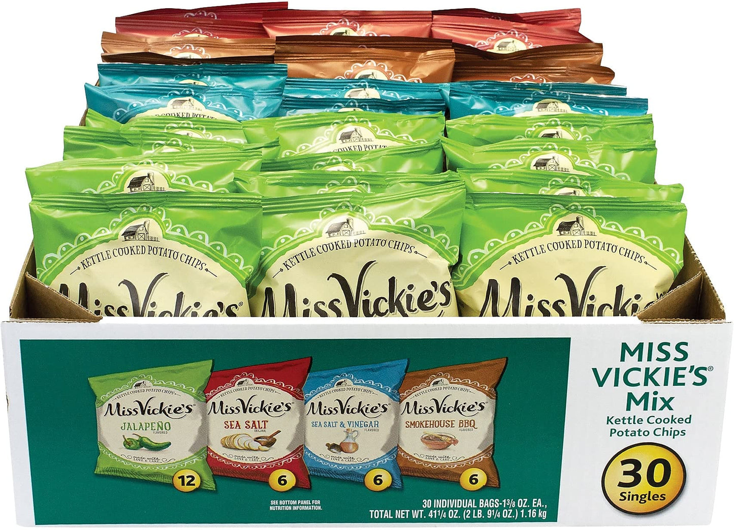 Miss Vickie'S Kettle Cooked Potato Chips Variety Pack, 30 Count