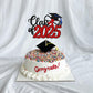 Gyufise 1 Pack Red Class Of 2025 Cake Topper Glitter Congrats Grad Cap Cake Pick 2025 Graduation Theme Party Cake Decorations