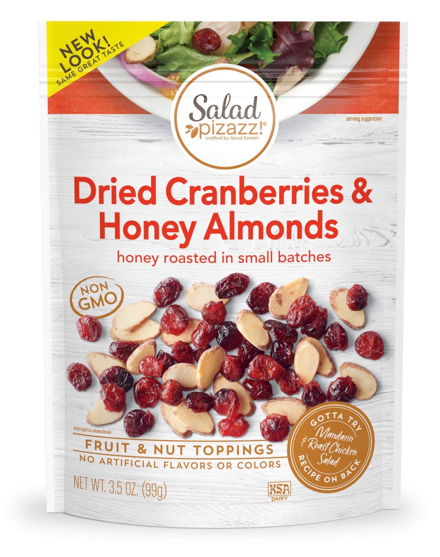 Salad Pizazz! Almond Toppings, Honey Roasted With Cranberries - Snack Mix And Salad Topping - 3.5 Ounce (3.5 Oz) Resealable Bag(