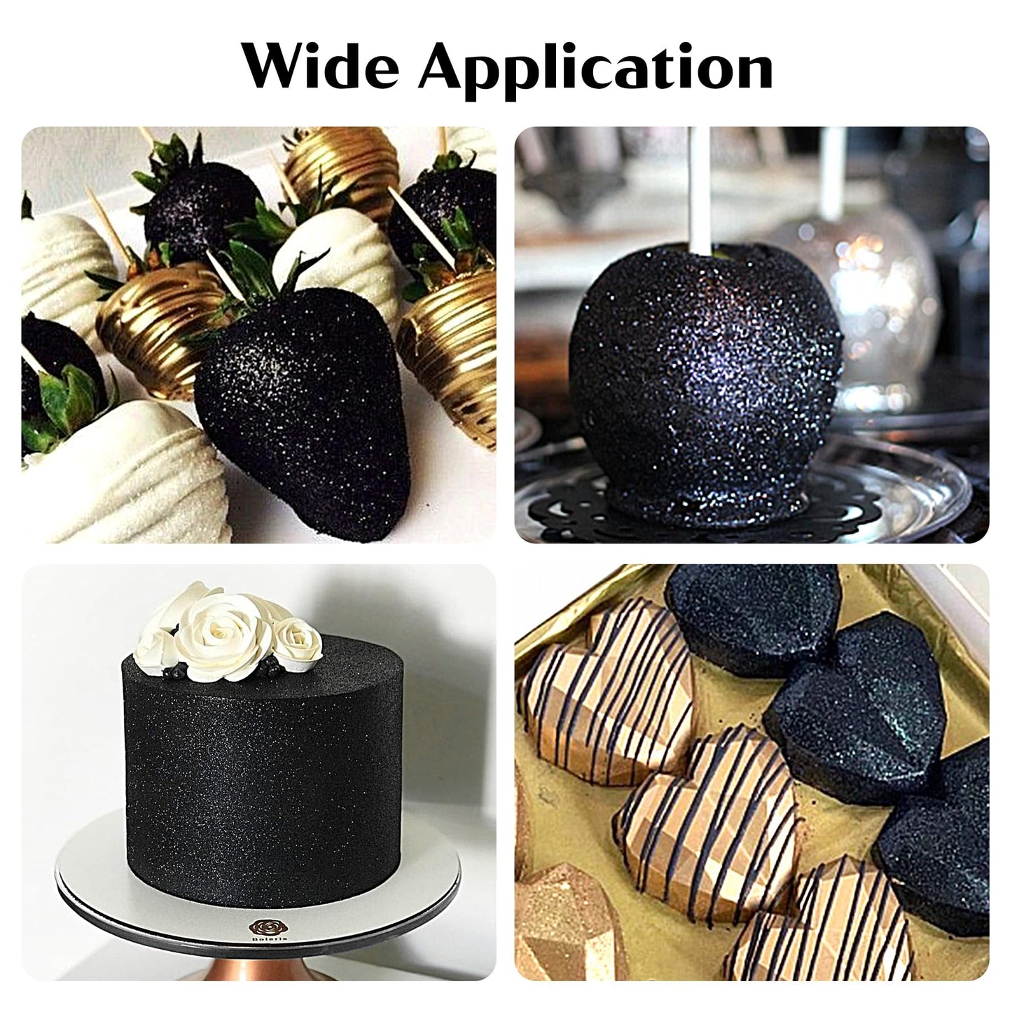Black Edible Glitter For Cocktails - 6G Black Luster Dust Edible Drink Glitter Food Grade Metallic Shimmer Powder Cake Sprinkles
