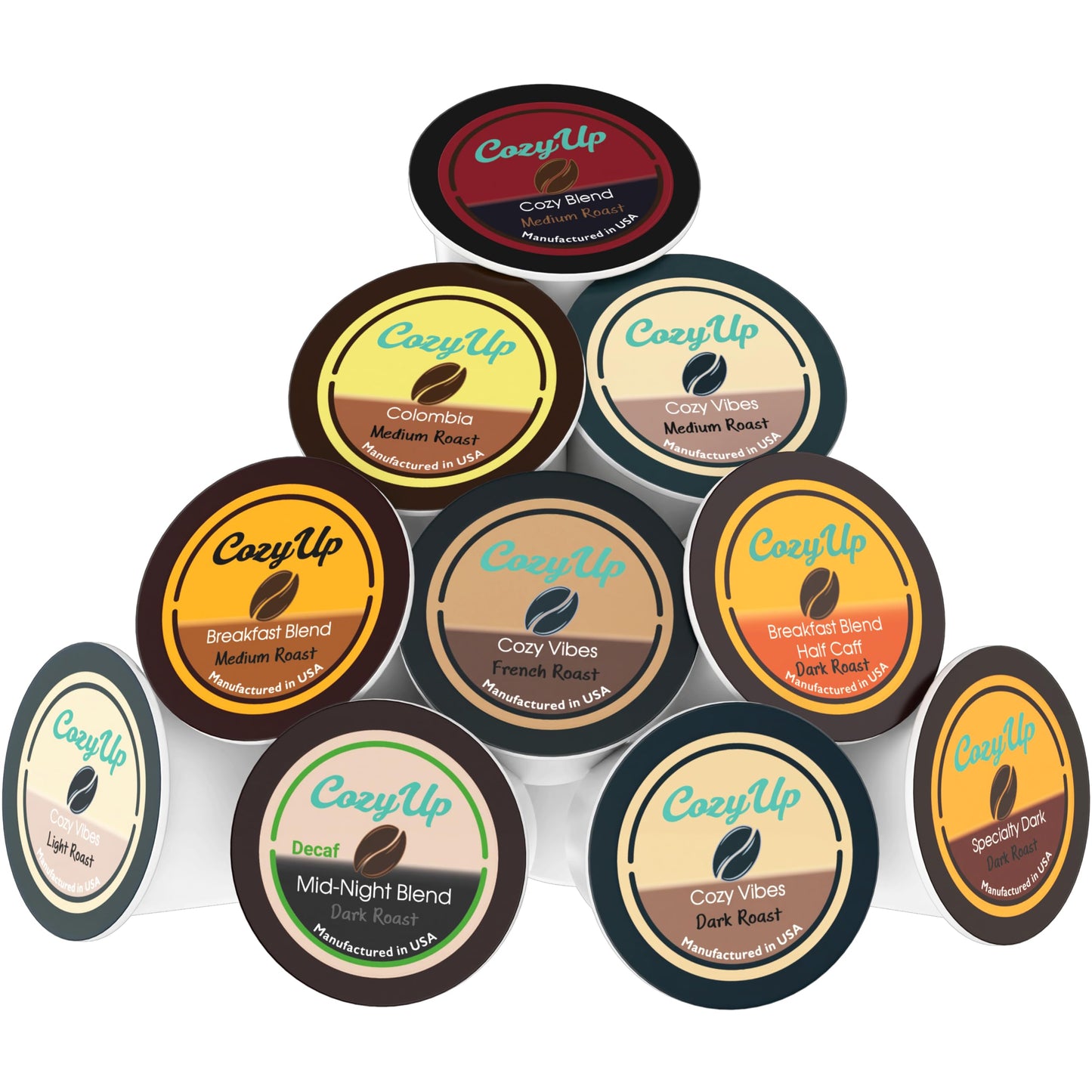Cozy Up Coffee Pods Compatible with Keurig, 10 Assorted Flavors, 100 Count