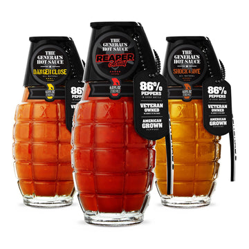 The General’S Scorched Earth Hot Sauce Gift Set - Our Hottest   Hot Sauce Variety Pack With Carolina Reaper, Habanero & Cayenne - All-Natural, Spicy Sauce Collection - American Grown, Veteran-Owned, 3-Pack (6Oz Bottles)
