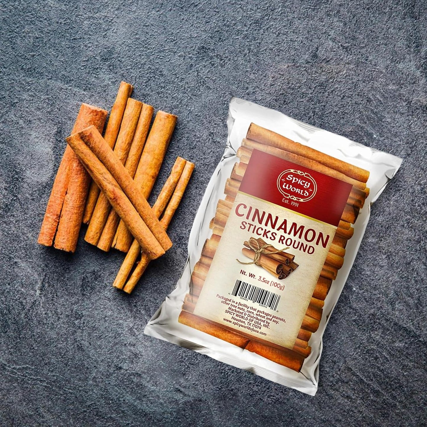 Spicy World Cinnamon Sticks 3.5 Ounce Bag - Perfect for Baking, Cooking & Beverages - 3+ Inches Length - Cassia Saigon Cinnamon