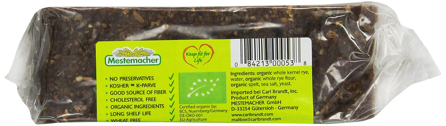 Mestemacher Bread, Organic Rye & Spelt, 17.6 Ounce Packages (Pack Of 12)
