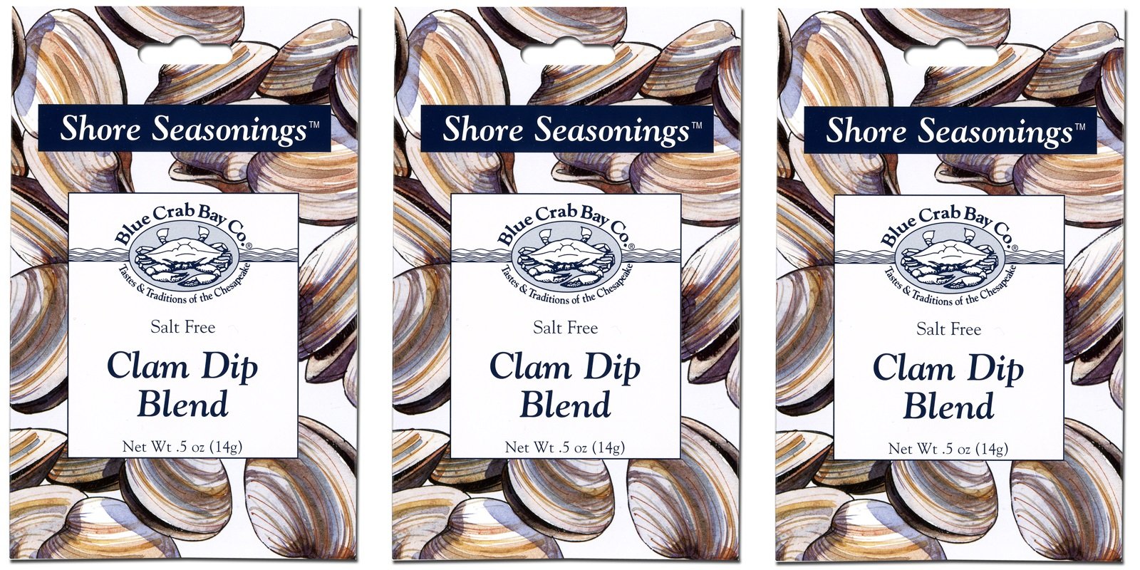 Blue Crab Bay Co. Seafood Dip Blend, Clam Flavor, 0.5 Oz, Pack of 3