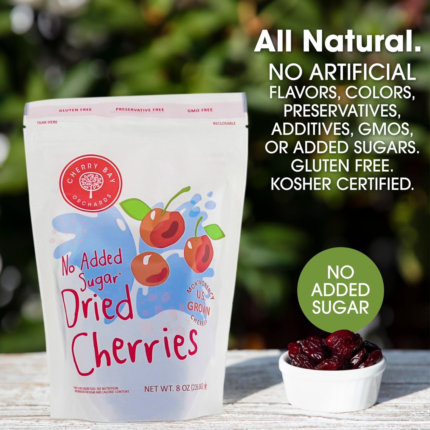 Cherry Bay Orchards - Dried Montmorency Tart Cherries - No Added Sugar - (Pack Of Two 8Oz Bags (1Lb) -100% Domestic, Natural, Ko