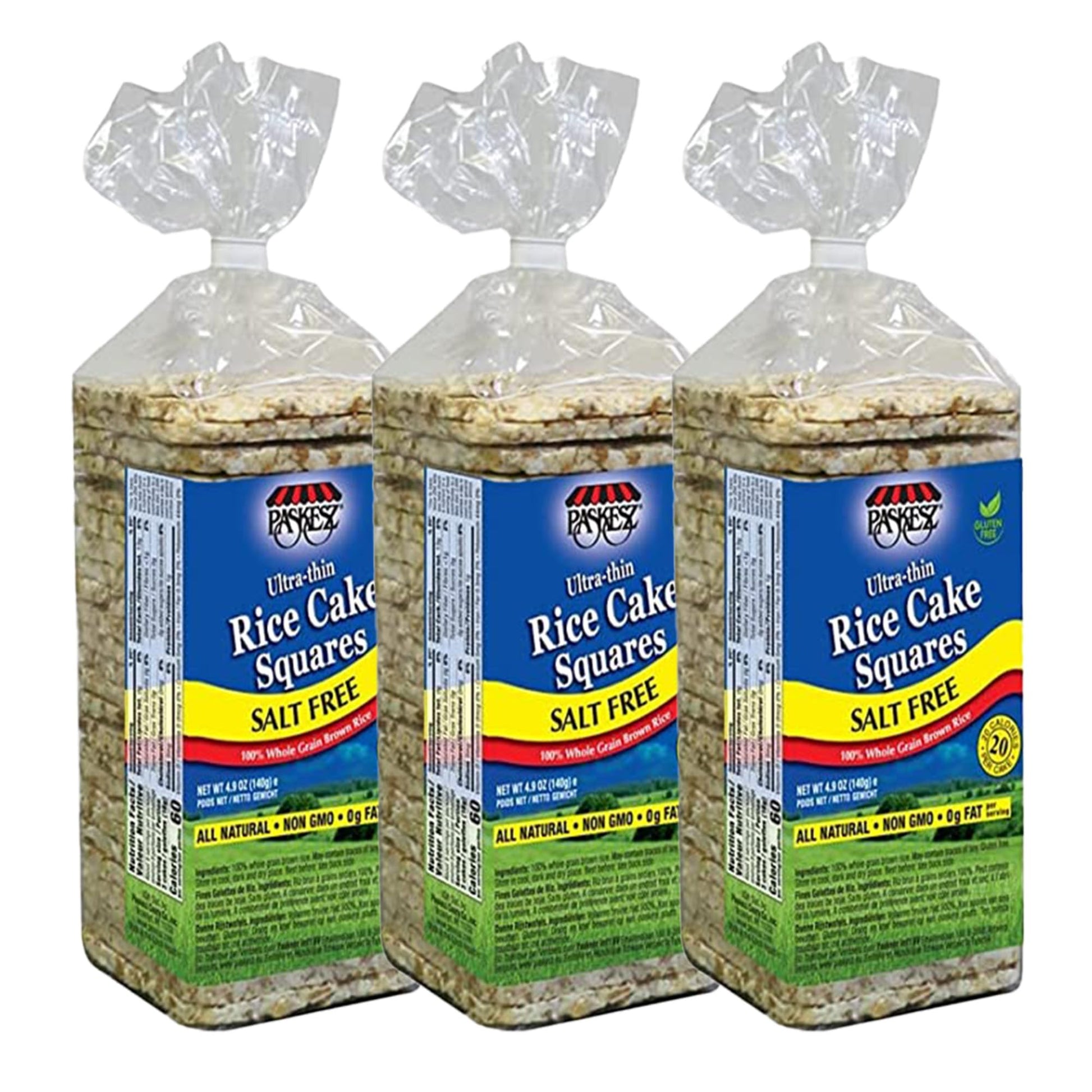 Only Kosher Candy Ultra Thin Salt Free Rice Cakes Squares, (Pack Of 3)