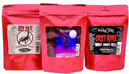Wicked Tickle Superhot Chili Pepper Gift Set - 21 Whole Peppers | Ghost Trinidad Moruga Scorpion & Carolina Reaper - Extreme Hea